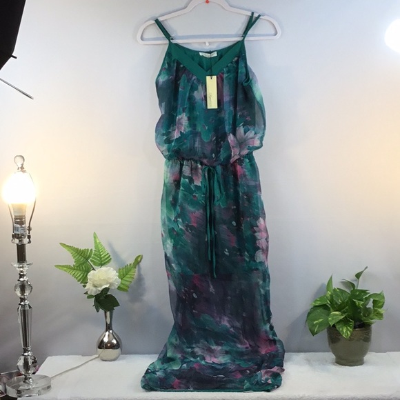 green silk short dress